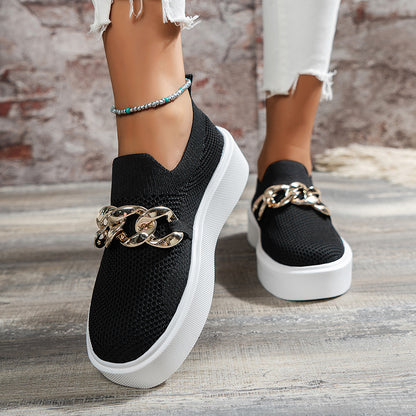 Womens Chain Flats Breathable Mesh Shoes