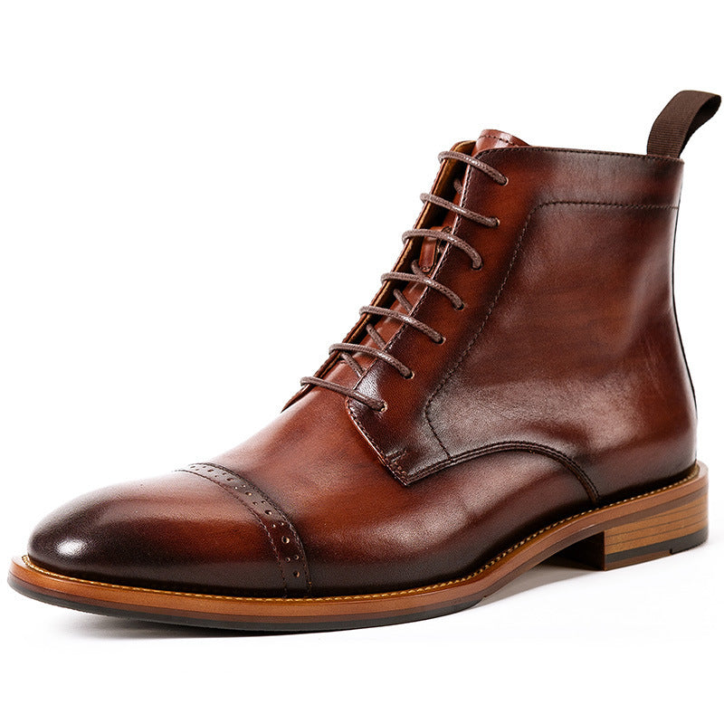 High-top Lace-up Men's Leather Boots Cowhide Britis Leather Shoe by LAKD London