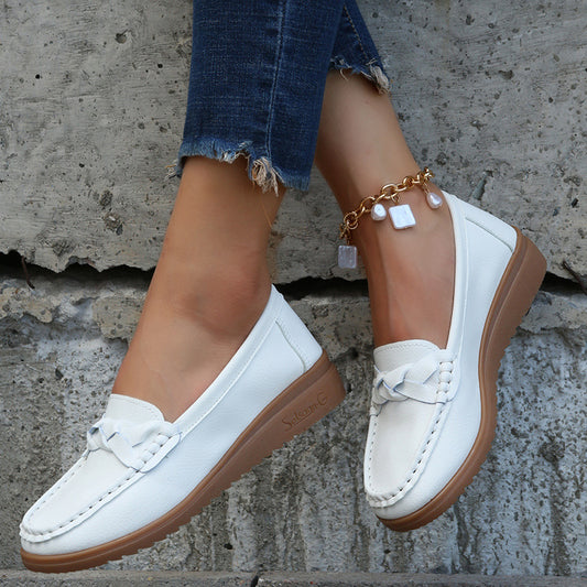 Womens Weave Design Flat Shoes - Soft Spring Summer Shoes
