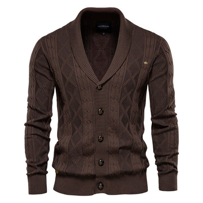 Men's V-neck Cardigan Loose Sweater Solid Colour