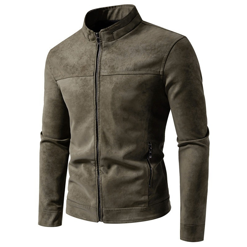 Men's American-style Retro Tie-dyed Leather Winter Jacket