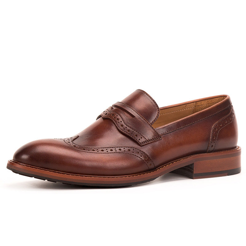 Mens Handmade Business Casual Loafers - Brooch Carved Men's Leather Shoes by LAKD London