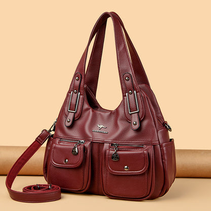 Womens Large capacity Bag | Middle-aged Mom Solid Color Crossbody Handbag