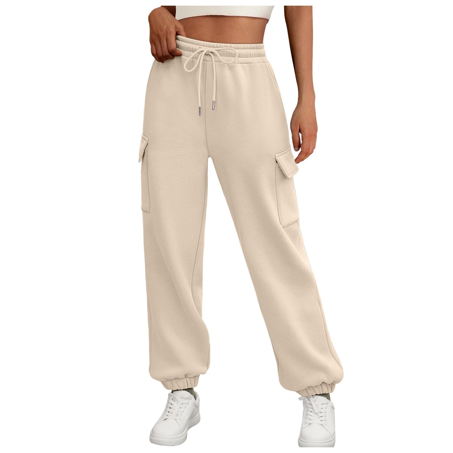 Women's Casual Cargo Sweatpants - Fleece Lined Baggy Athletic Jogger Trousers