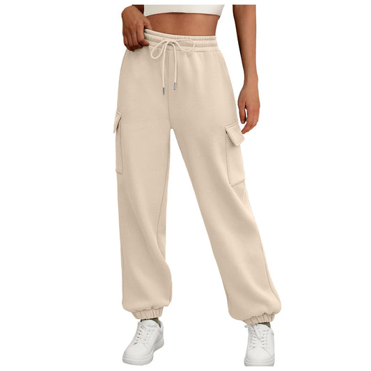 Women's Casual Cargo Fleece Lined Baggy Jogger Sweatpants Trousers Athletic