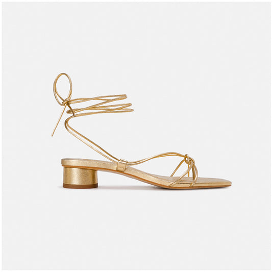 Womens Lace-up Roman sandals | Chunky heel evening shoes - LAKD London