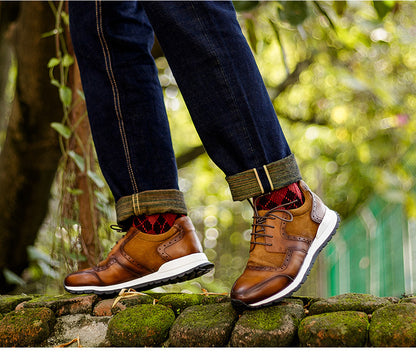 Men's handmade breathable sports low-top leather shoes by Lakd London