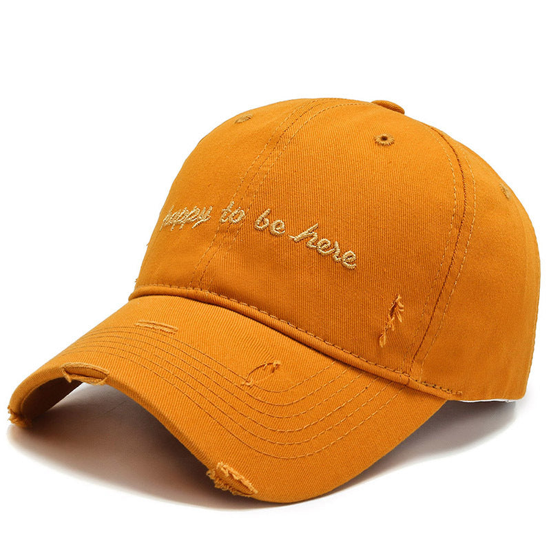 Men's Solid Colour Baseball Cap Embroidered Letters Soft Cotton Hat