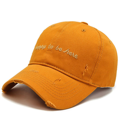 Men's Solid Colour Baseball Cap Embroidered Letters Soft Cotton Hat