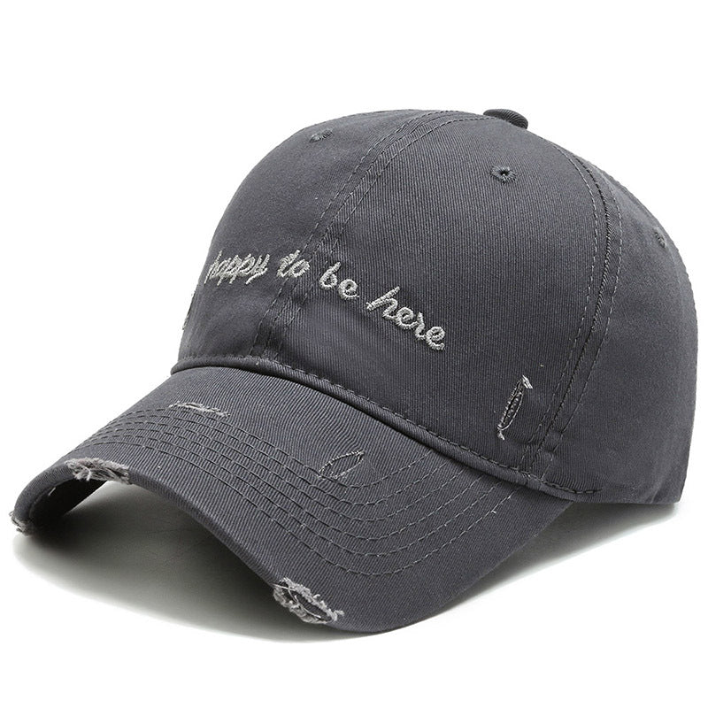 Men's Solid Colour Baseball Cap Embroidered Letters Soft Cotton Hat