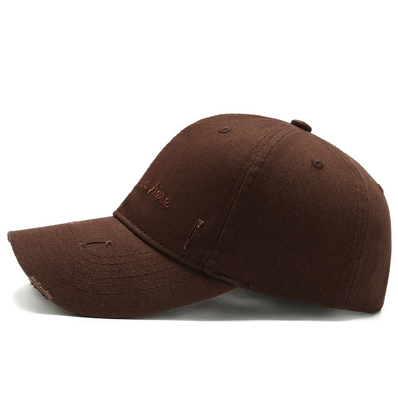 Men's Solid Colour Baseball Cap Embroidered Letters Soft Cotton Hat