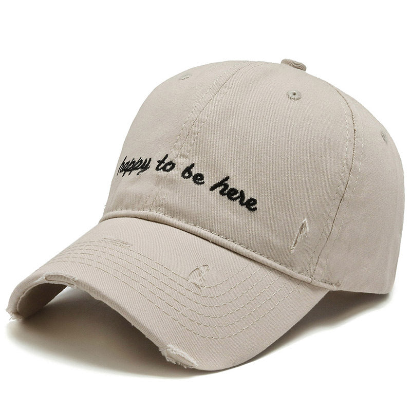 Men's Solid Colour Baseball Cap Embroidered Letters Soft Cotton Hat