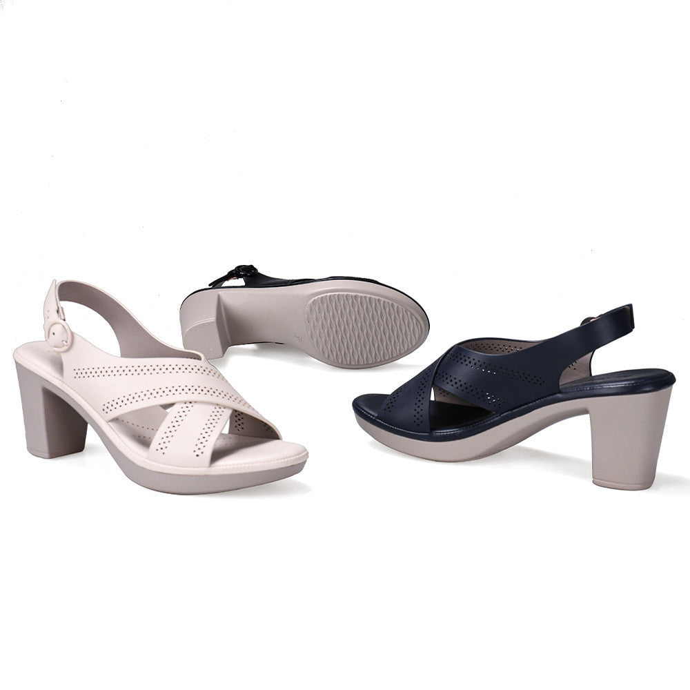 Womens Thick High Heel Sandals | Leather Buckle Shoes - LAKD London