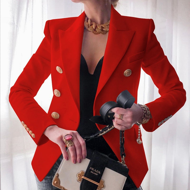 Women's Double Breasted Blazer with Gold Buttons