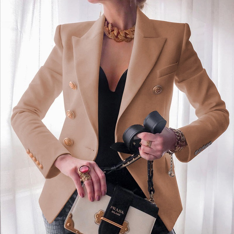 Women's Double Breasted Blazer with Gold Buttons