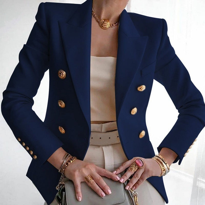 Women's Double Breasted Blazer with Gold Buttons