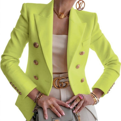 Women's Double Breasted Blazer with Gold Buttons