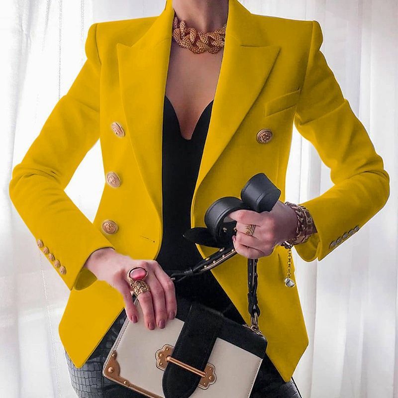 Women's Double Breasted Blazer with Gold Buttons
