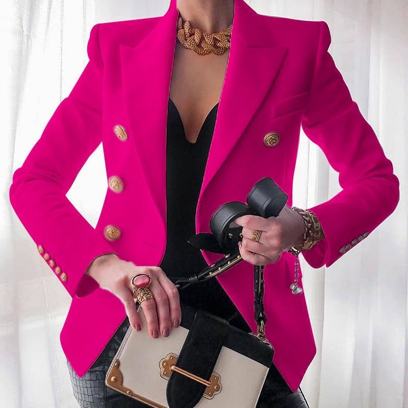 Women's Double Breasted Blazer with Gold Buttons