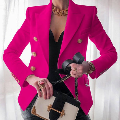 Women's Double Breasted Blazer with Gold Buttons