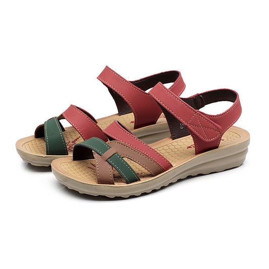Womens Flat Beach Sandals | Soft Leather Ankle Strap - LAKD London