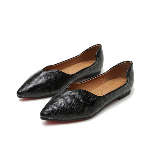 Women's Premium Pointed Toe Ballet Dorsay Serpentine Print Flats - LAKD London