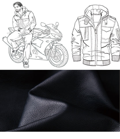 Men's Hooded washed leather jacket | Vintage Style with Velvet Lining