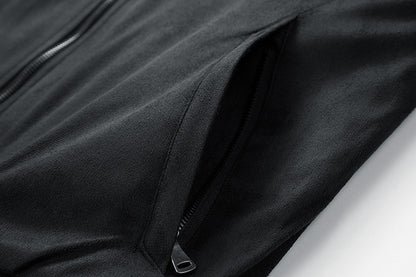 Mens Suede Stand Collar Jacket | Double Zipper Pocket - LAKD London