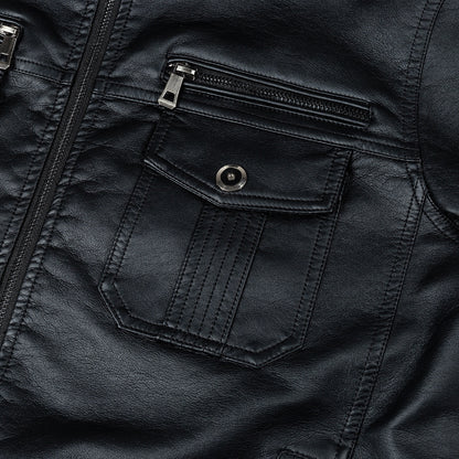 Men's Vintage leather jacket | Retro Biker Style with Pockets and Zipper