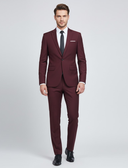 Men's Spring Slim Fit Two Piece Tailored Formal Suit Set