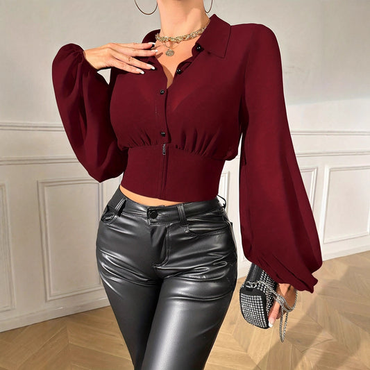 Women's Slim Waist Casual Shirt Elegant Comfortable Everyday Style Wear