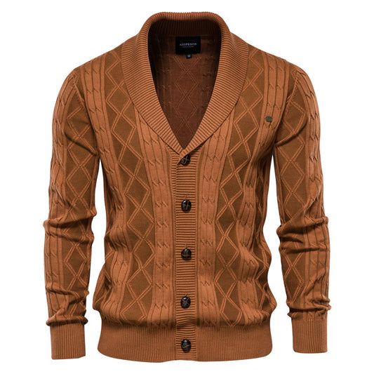 Men's V-neck Cardigan Loose Sweater Solid Colour
