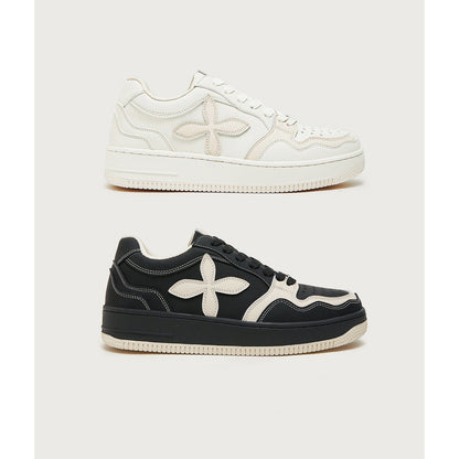 Thick Sole High Heel Shoes | Niche White Sneakers