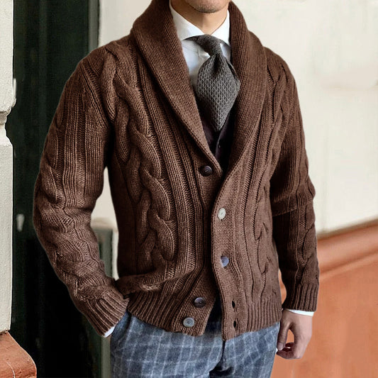 Mens Winter Knitted Acrylic Straight Cardigan Sweater