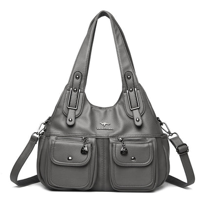 Womens Large capacity Bag | Middle-aged Mom Solid Color Crossbody Handbag