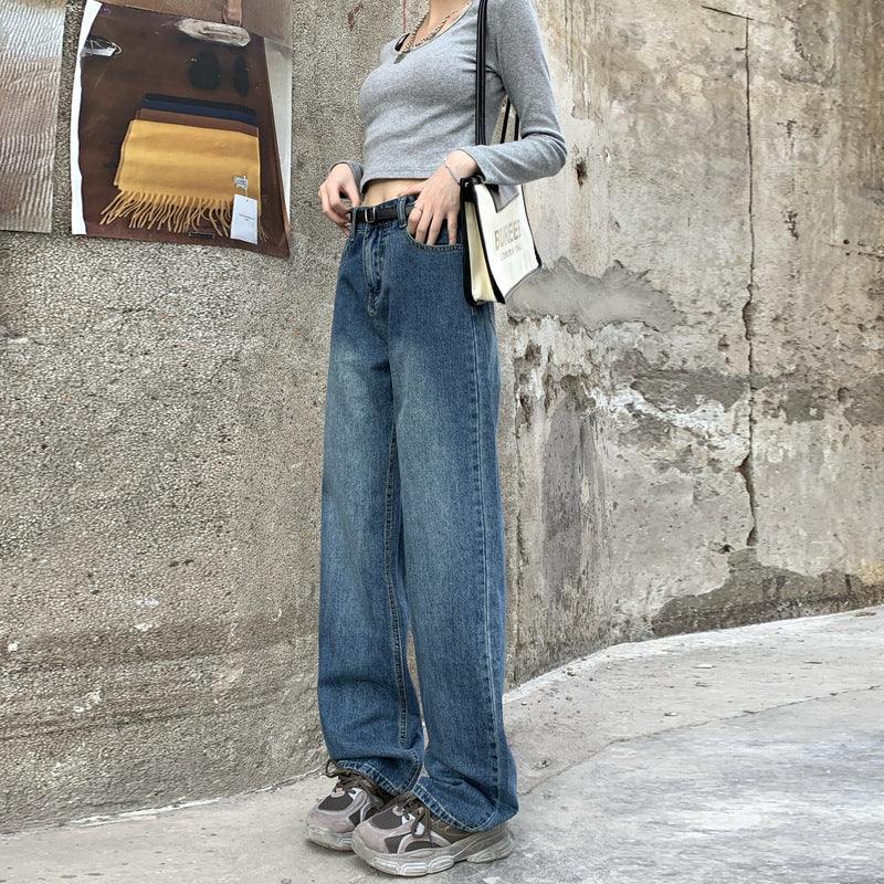Womens Loose Trendy Baggy Retro Straight Jeans