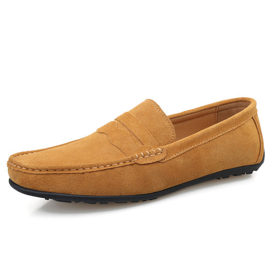 Men's Solid Color Suede Loafers | Breathable Comfort Slip-on Flat Shoes