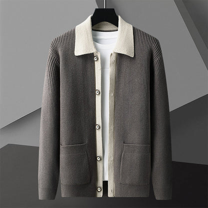Men's Long-sleeved Wooven Sweater Coat - Old Money Sweater