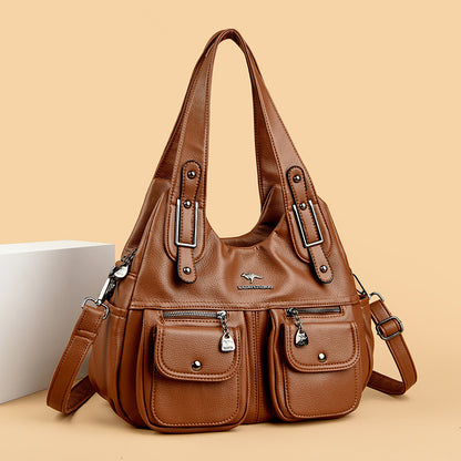 Womens Large capacity Bag | Middle-aged Mom Solid Color Crossbody Handbag