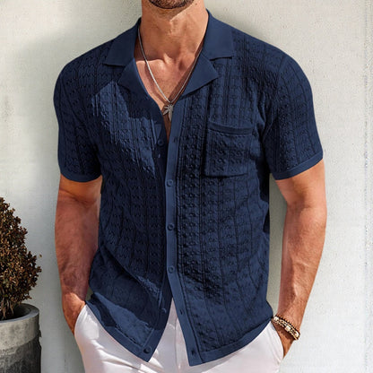 Mens Summer Half sleeve Shirt | Short Sleeve Cuban Collar Knitted Polo Shirt