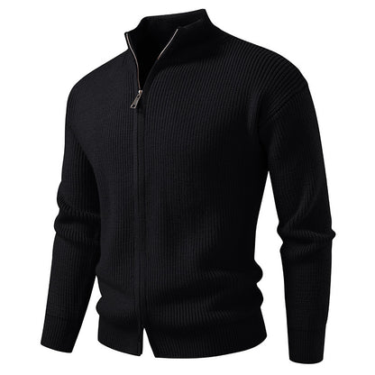 Men's Slim Fit Cardigan Cotton Sweater Coat with Zipper