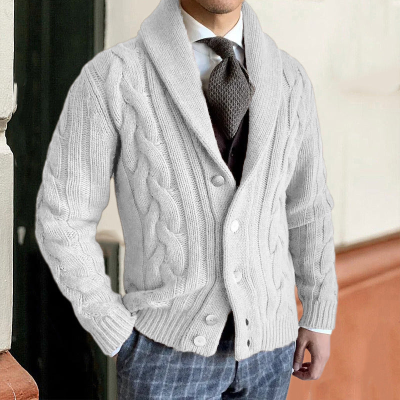Mens Winter Knitted Acrylic Straight Cardigan Sweater