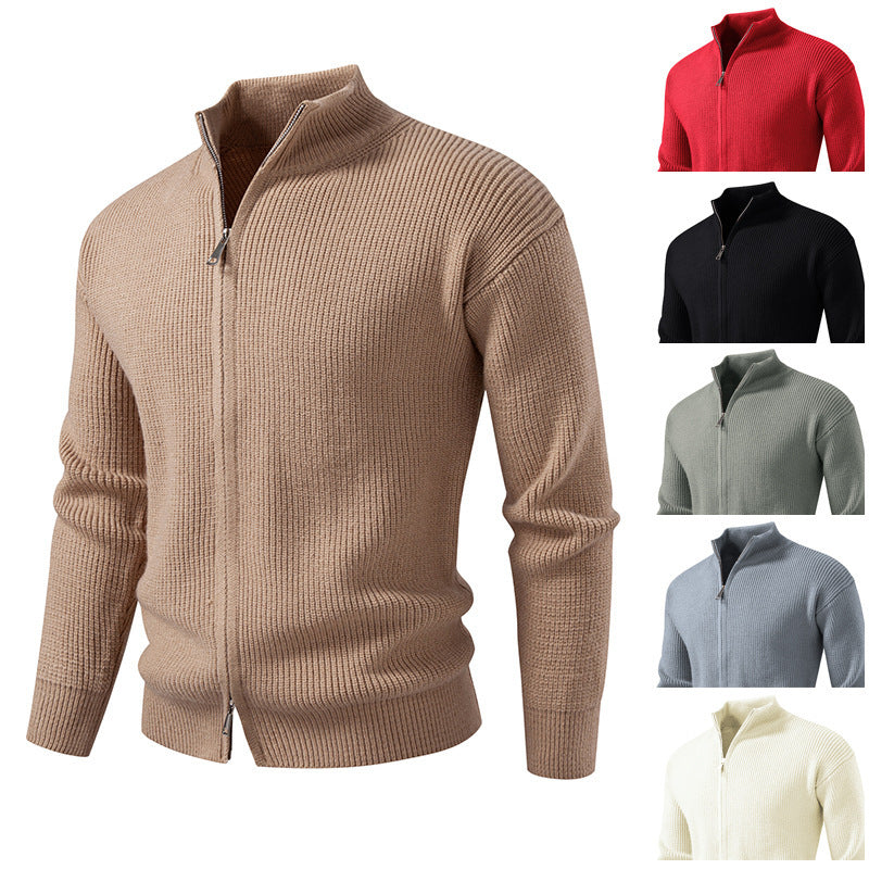 Men's Slim Fit Cardigan Cotton Sweater Coat with Zipper