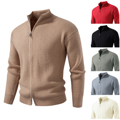 Men's Slim Fit Cardigan Cotton Sweater Coat with Zipper