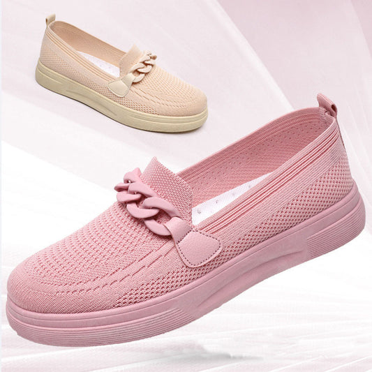 Womens Chain Slip On Flats | Round Toe Comfortable Shoes