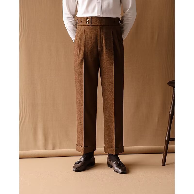 Men's Old Money Straight Leg High Waist Formal Trousers Comfortable
