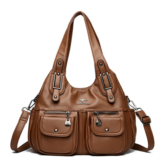 Womens Large capacity Bag | Middle-aged Mom Solid Color Crossbody Handbag