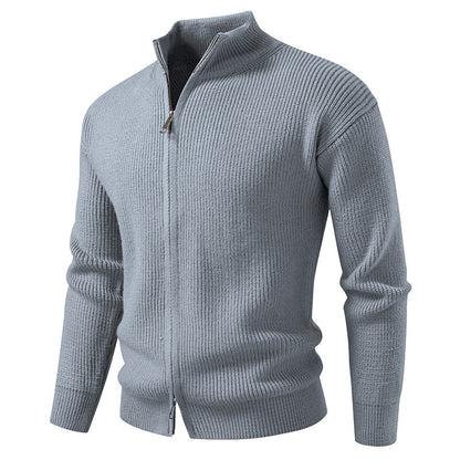 Men's Slim Fit Cardigan Cotton Sweater Coat with Zipper
