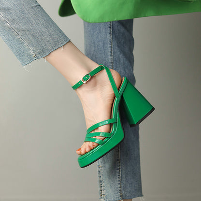 Womens European Style Roman High Heels | Glossy Event Shoes