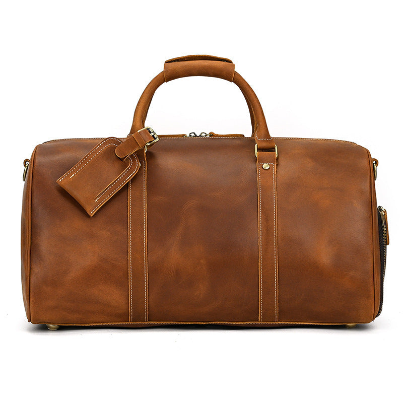 Mens Vintage Print Luggage Bag | Cowhide Leisure Gym Hand Bag